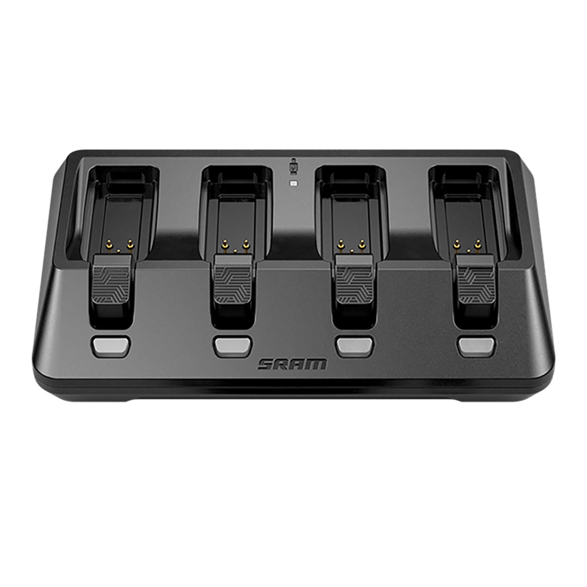 SRAM AXS 4-Port USB-C Battery Base Charger in matte black with four battery slots