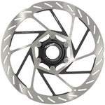 SRAM HS2 220mm Center Lock disc brake rotor with black lockring and silver finish