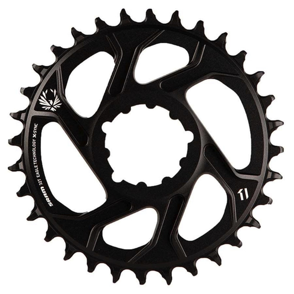 SRAM X-Sync 34T black chainring with Eagle Technology X-Sync branding on white background