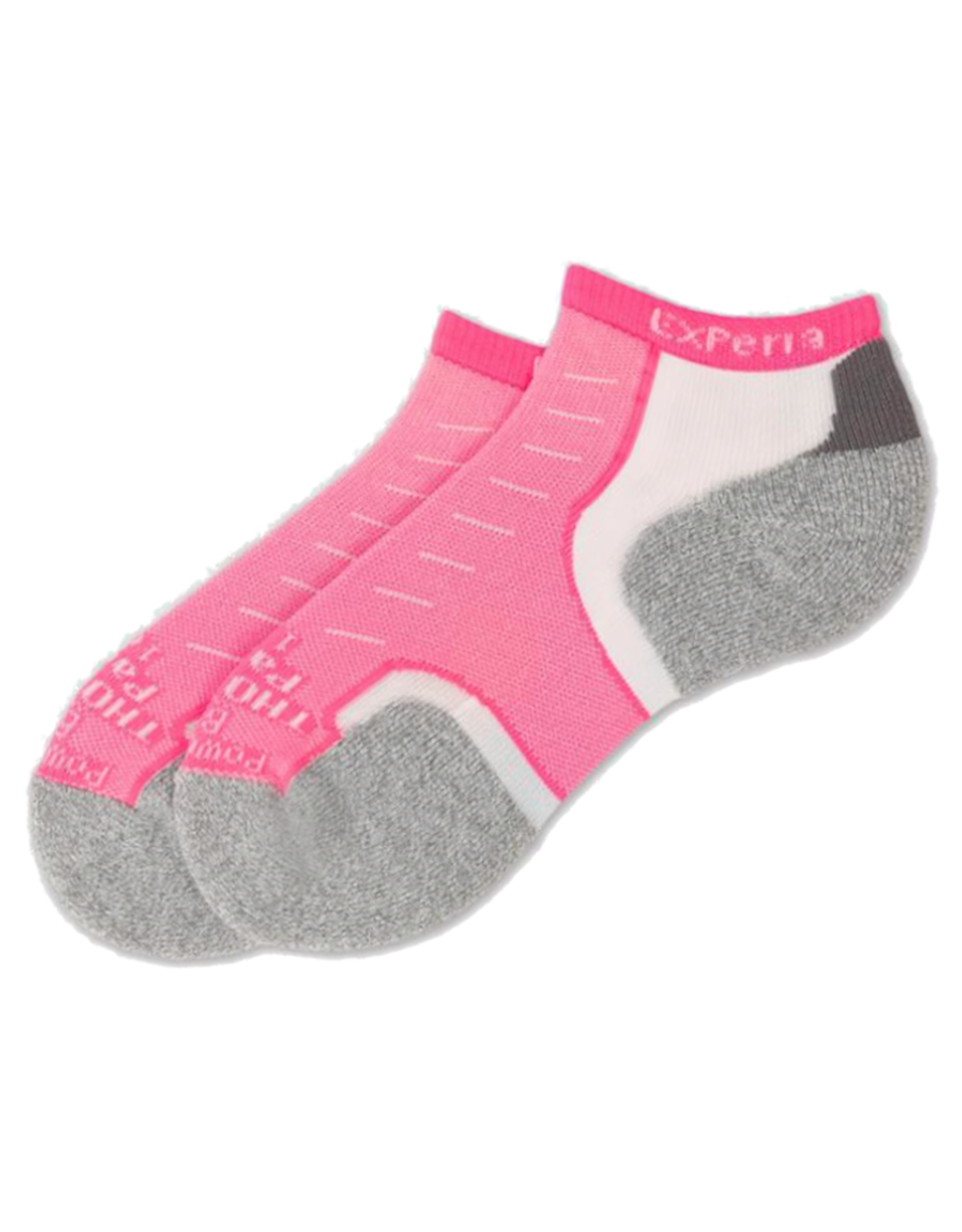 Experia bright pink compression micro mini socks with grey heel and toe