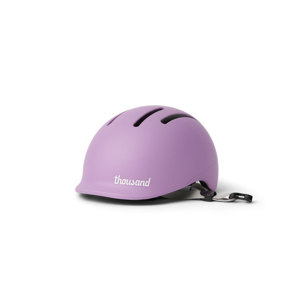 Thousand Toddler Helmet in Power Purple matte finish with ventilation slots and chin strap