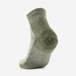 Thorlos Trail Running Ankle Sock in Forest green heathered colorway shown from side angle