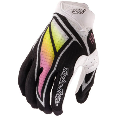 Troy Lee Designs motocross glove in black and white with gradient accents