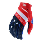 Troy Lee Designs Air glove in red white and blue stars and stripes pattern, back view