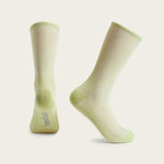 Velocio Ultralight cycling socks in sage green and cream colors
