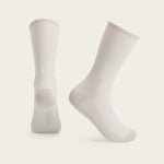 Two Velocio ultralight cycling socks in pearl grey color on neutral background