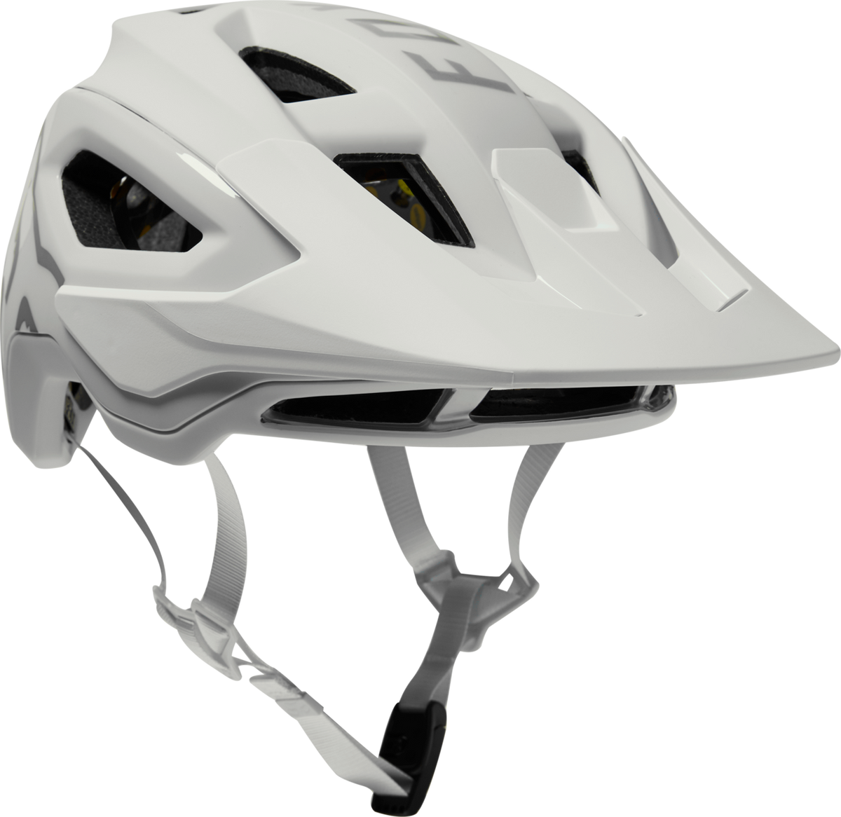 Fox Racing Speedframe Pro MTB helmet in white with extended visor and MIPS liner