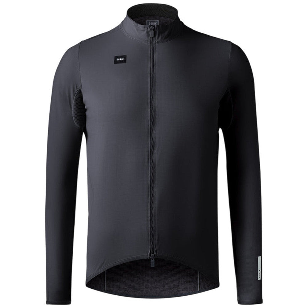 Gobik Selkie 2.0 cycling jacket in black with full zip and reflective details