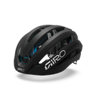 Giro Aether MIPS cycling helmet in matte black with blue accents and white logo