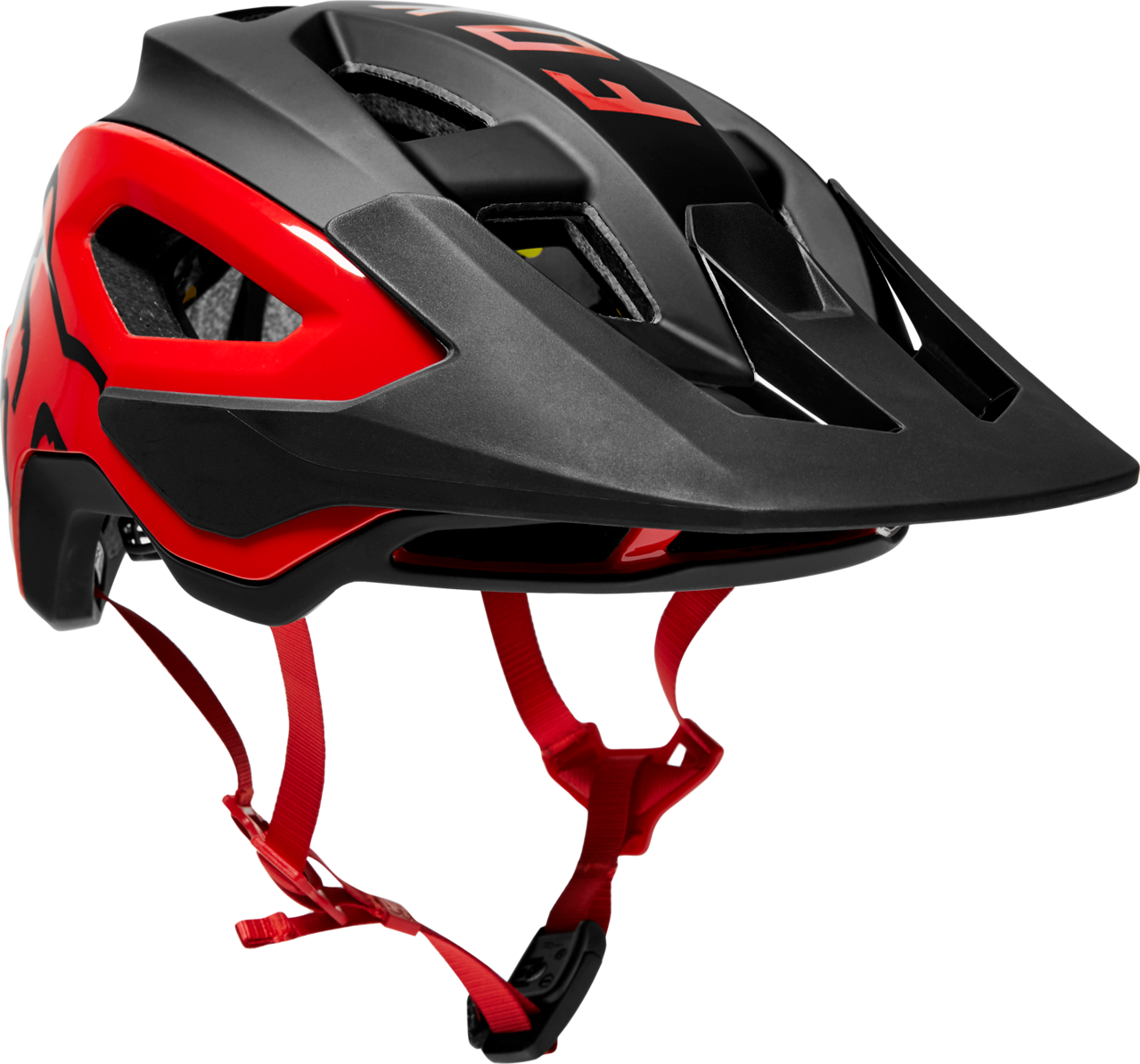 Fox Racing Speedframe Pro mountain bike helmet in matte black and red colorway