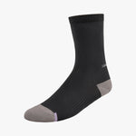 Single Shimano Performance cycling sock in black with gray toe and heel, side view