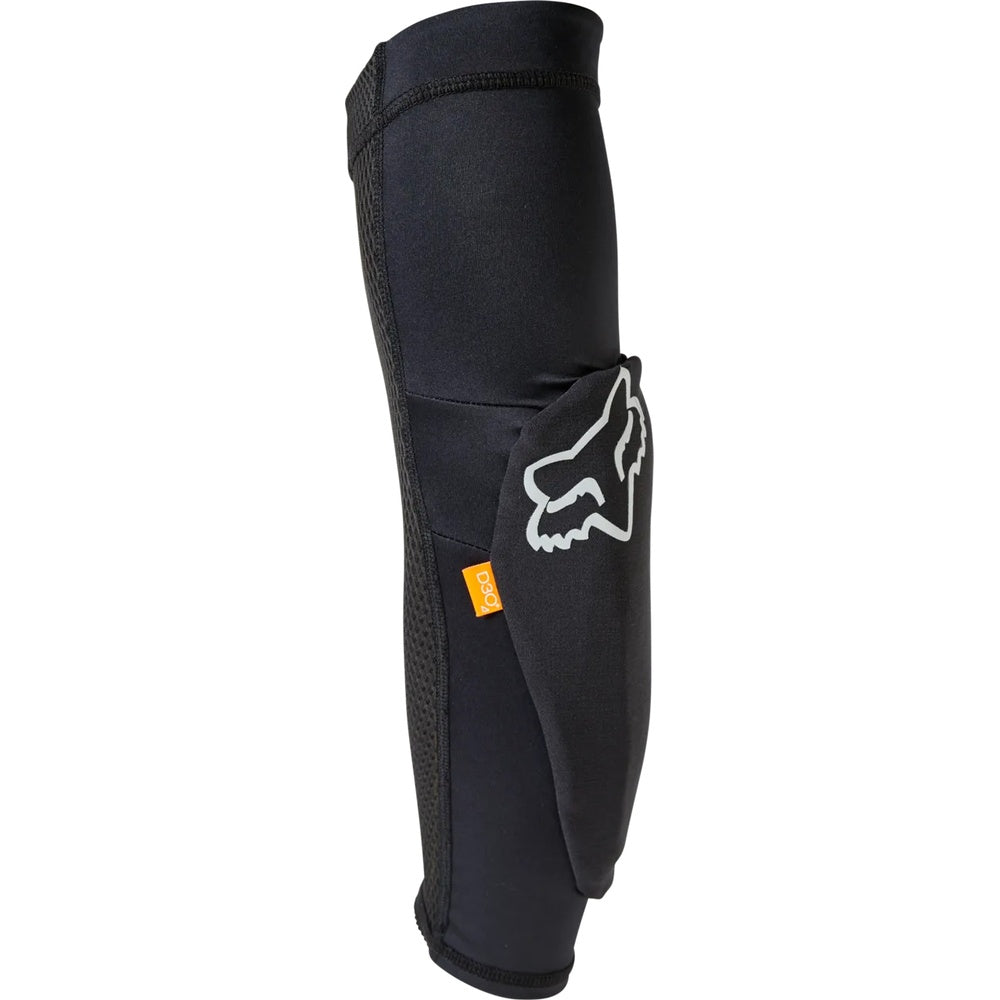 Fox Racing Enduro elbow guard in black with white fox logo