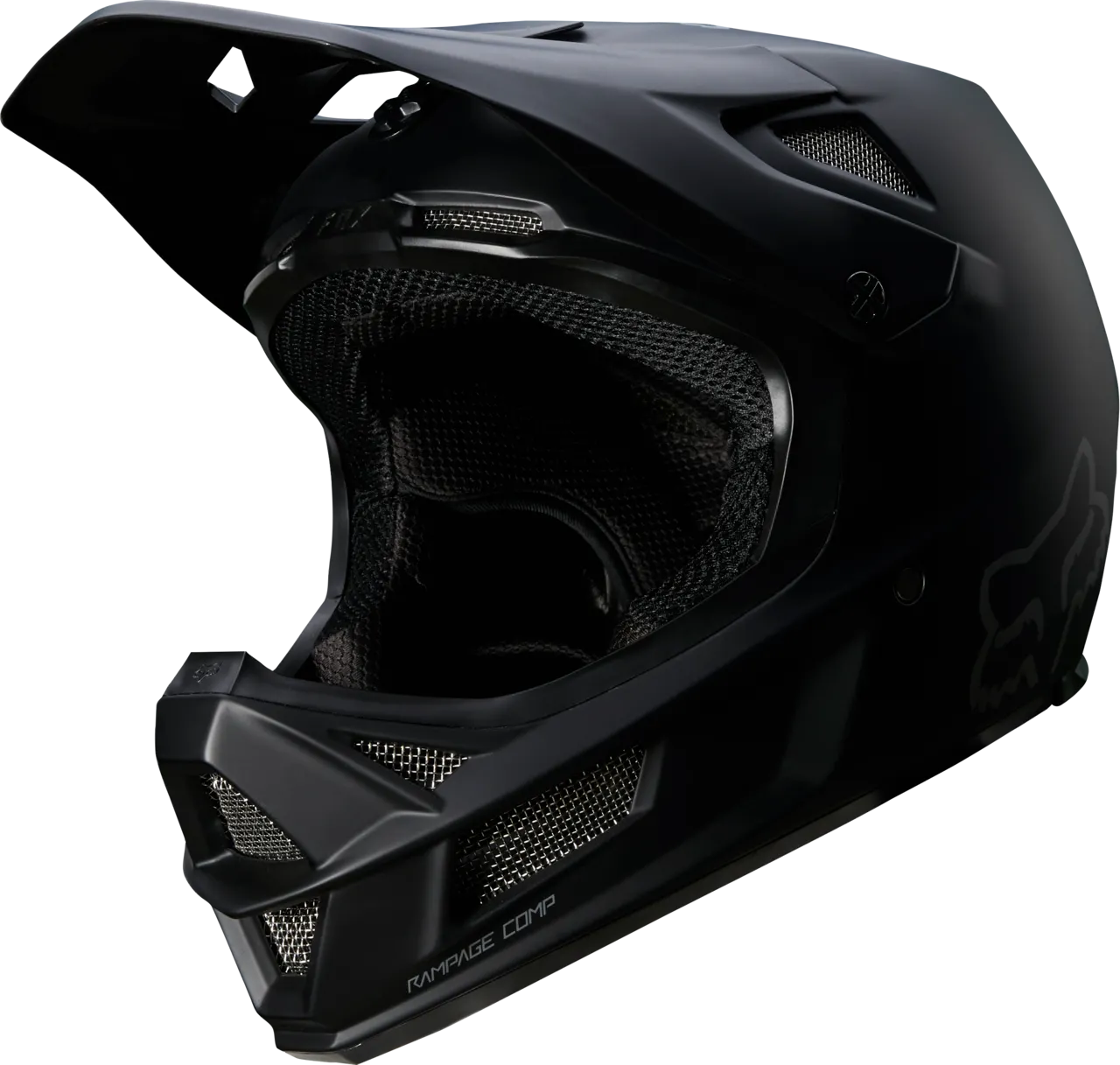 Fox Racing Rampage Comp mountain bike helmet in matte black with ventilation