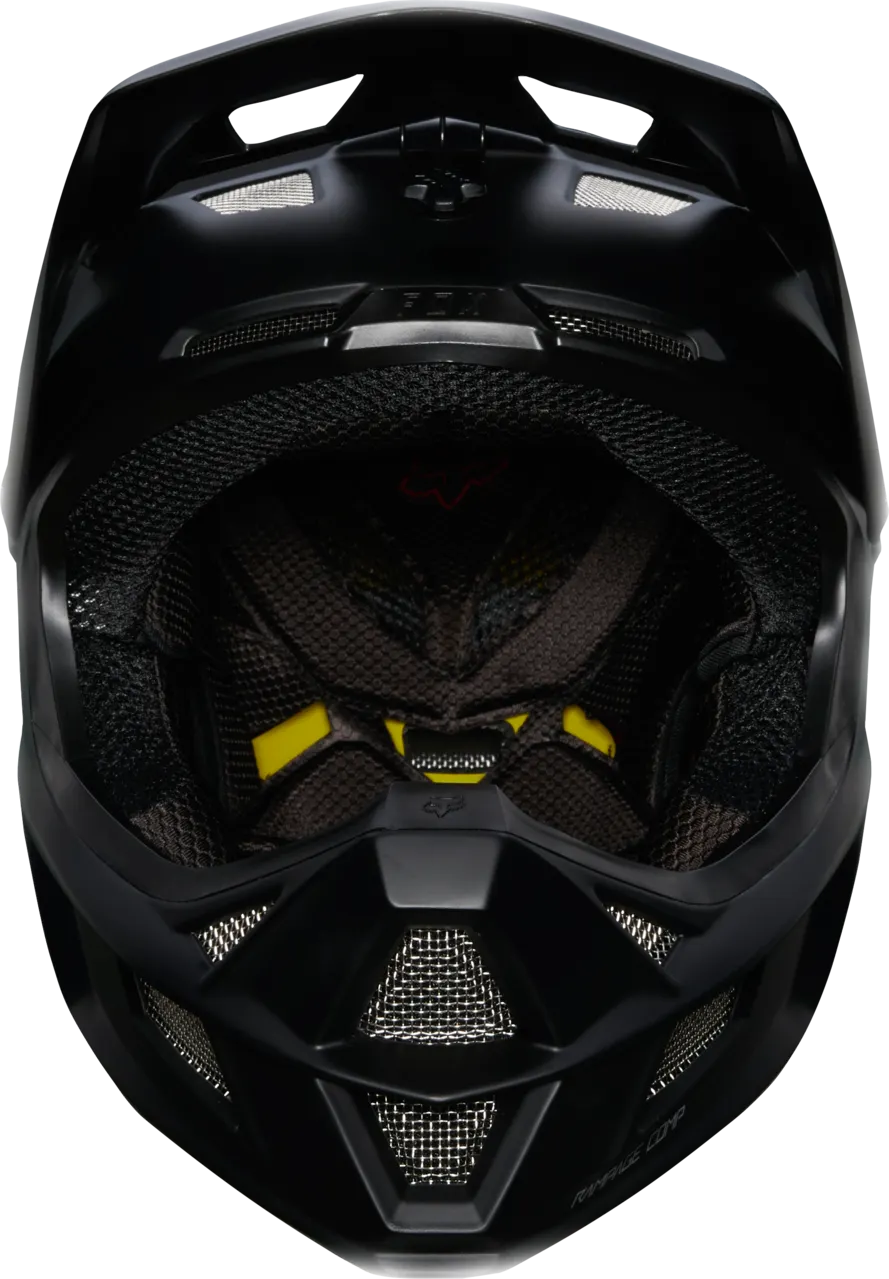 Fox Racing Rampage Comp full-face mountain bike helmet in matte black, interior view