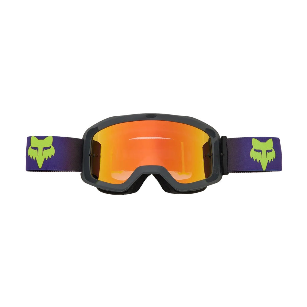 Fox Racing youth motocross goggles with dark indigo strap and orange lens