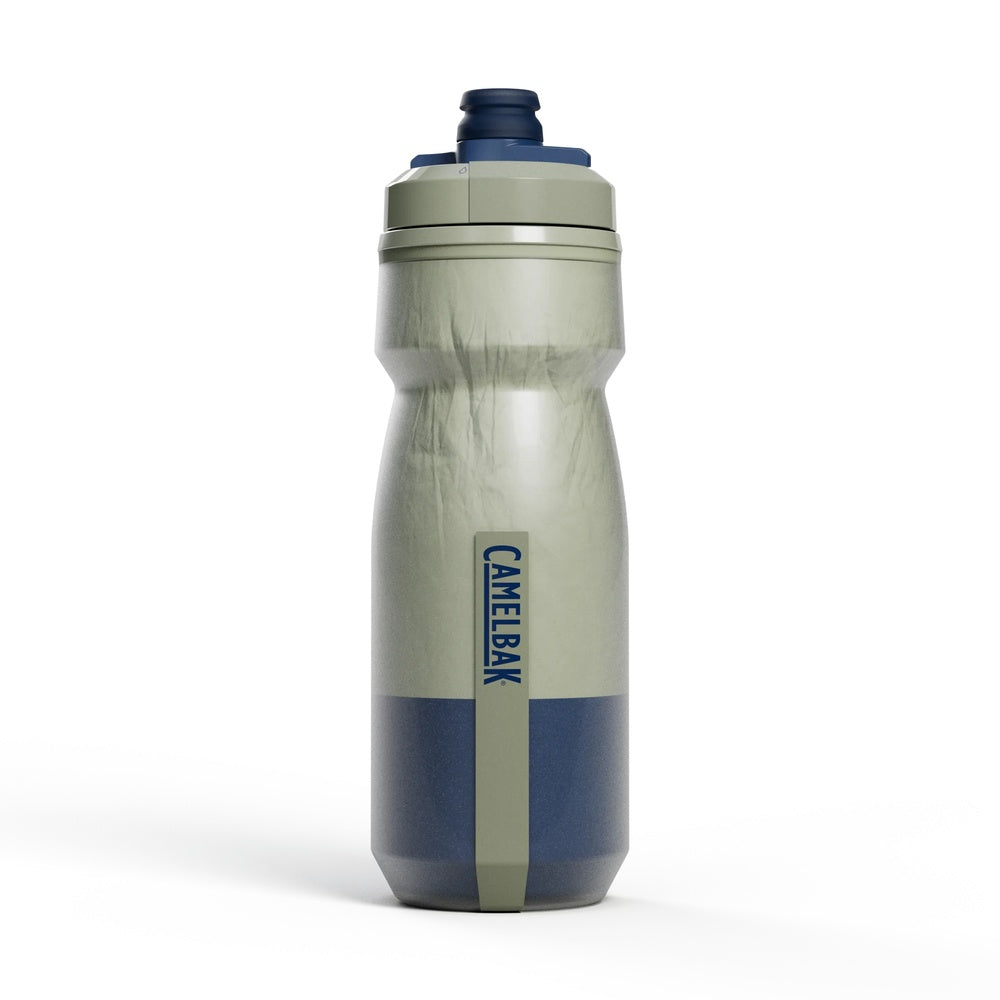 CamelBak Podium Chill water bottle in sage green and navy blue stripe