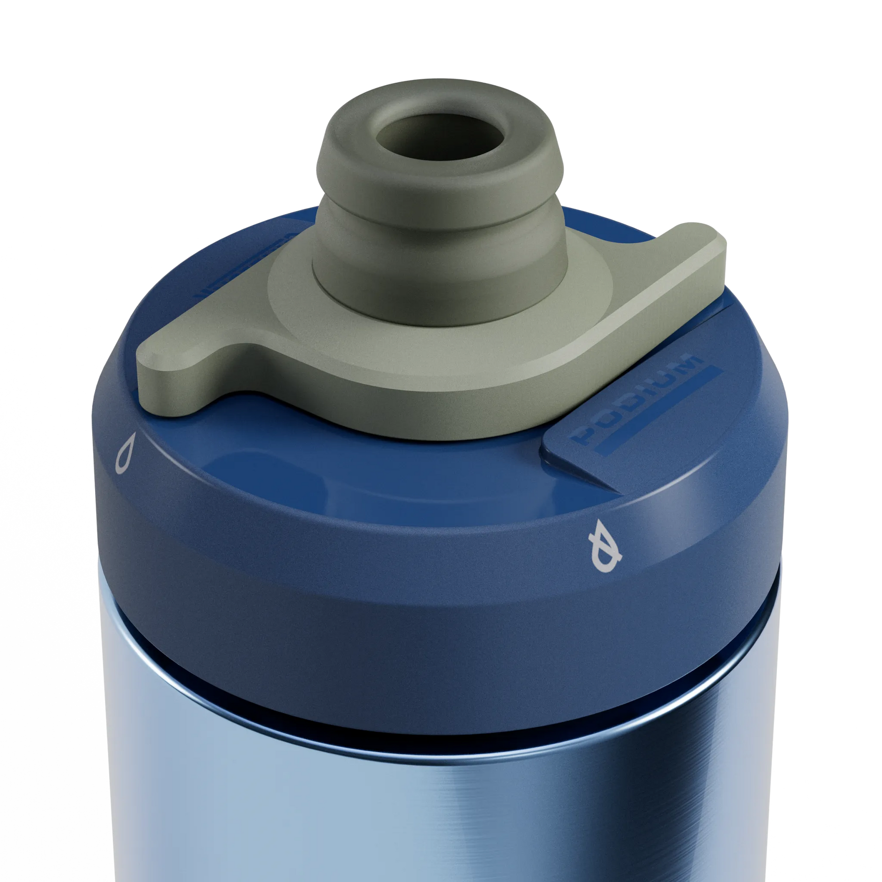 CamelBak Podium Steel water bottle with blue top and stainless steel body
