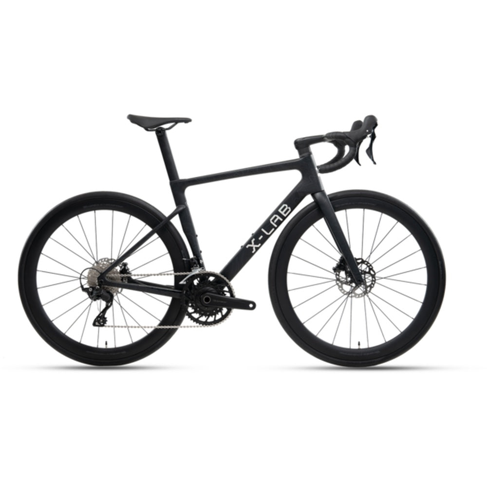 X-LAB RS7 Shimano 105 Di2 road bike in Singularity Black colorway on white background