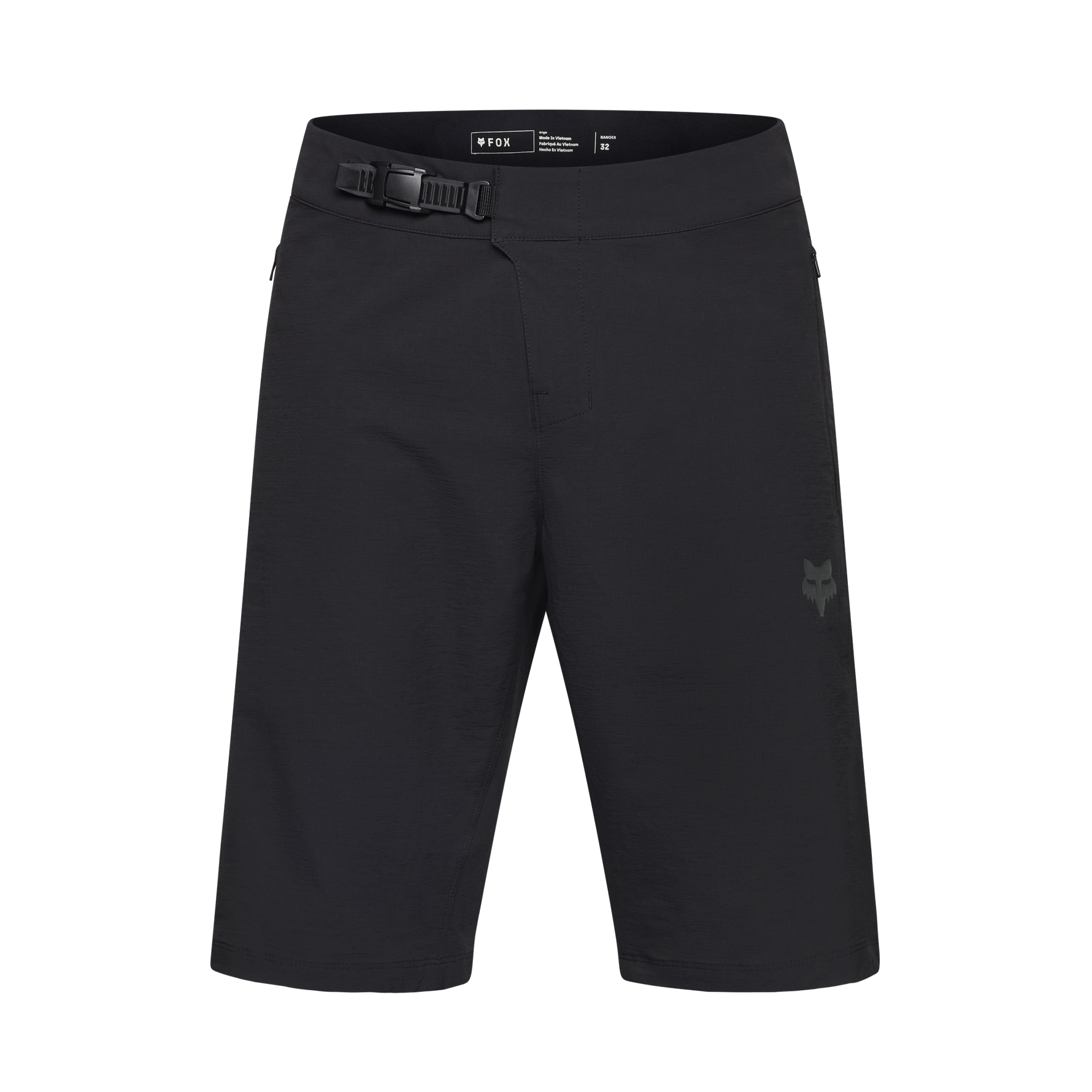 Fox Racing Men's Ranger Lined Shorts in Black with adjustable waist belt