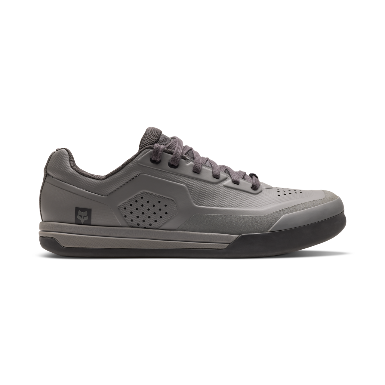 Fox Racing Union Flat MTB shoes in mocha gray colorway with perforated details