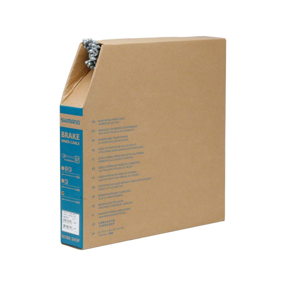 Shimano road steel brake inner cable 1.6x2050mm 100-piece bulk workshop box