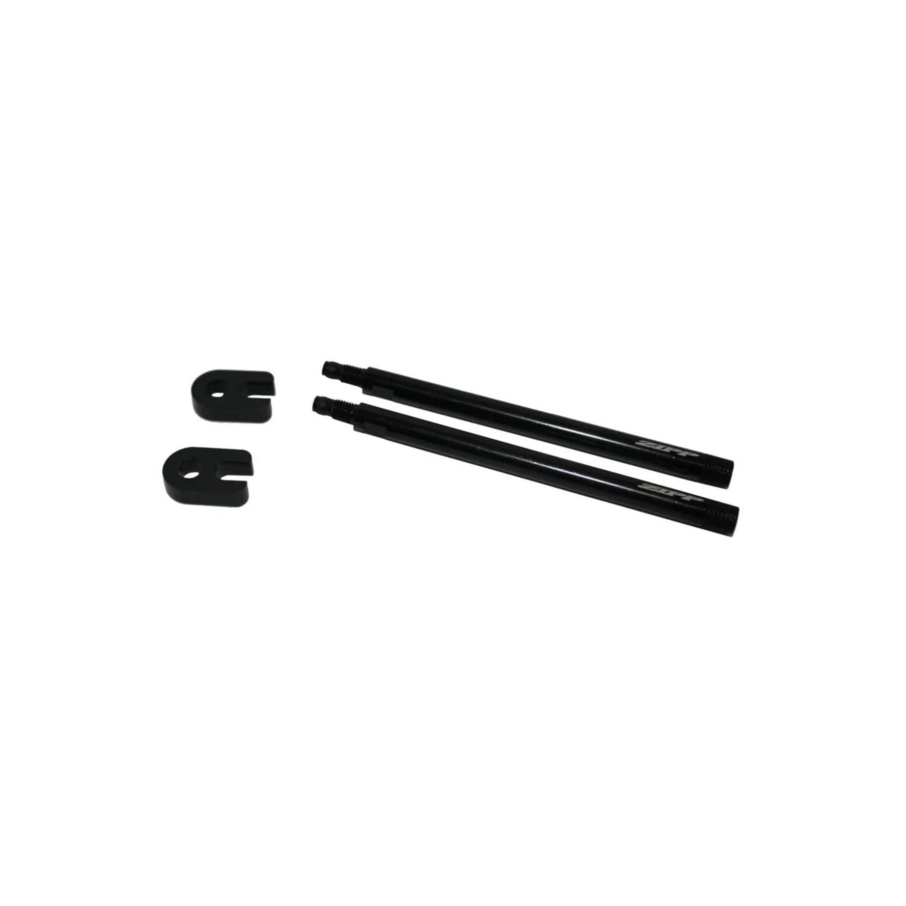 Zipp Tangente black valve extenders 65mm with rubber caps on white background