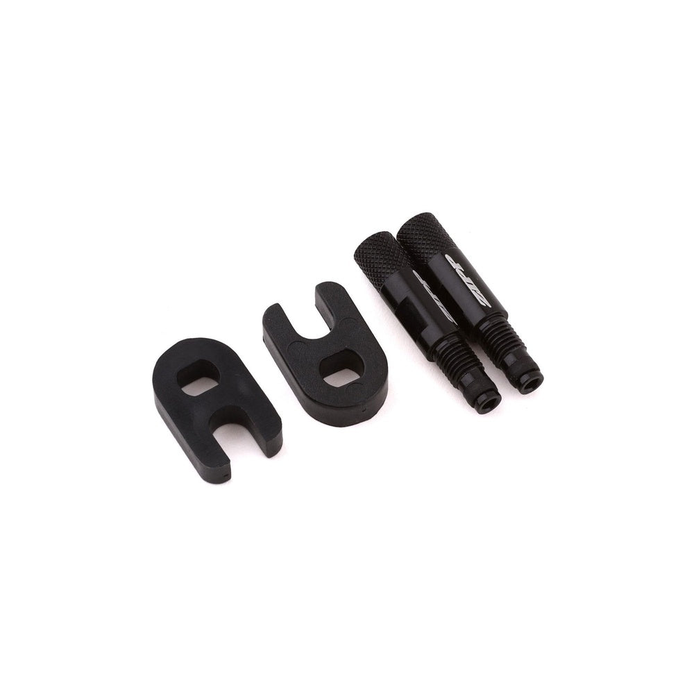 Zipp Tangente black valve extender components including threaded stems and rubber adapters